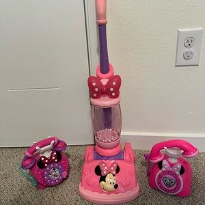 Disney Minnie Mouse Pink and Purple Toy Vacuum and Phone Set